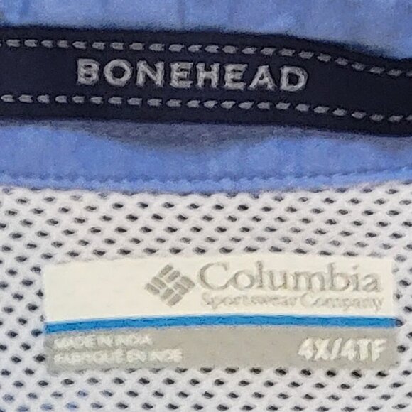 Columbia Bonehead Fishing Shirt 4XL Long Sleeve Light Blue - Picture 3 of 12